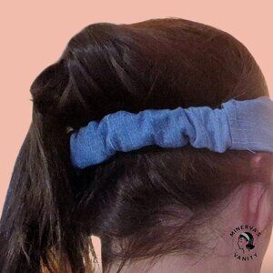 Blue Jean headband - cotton with elastic support - Classic- handmade - Upcycled